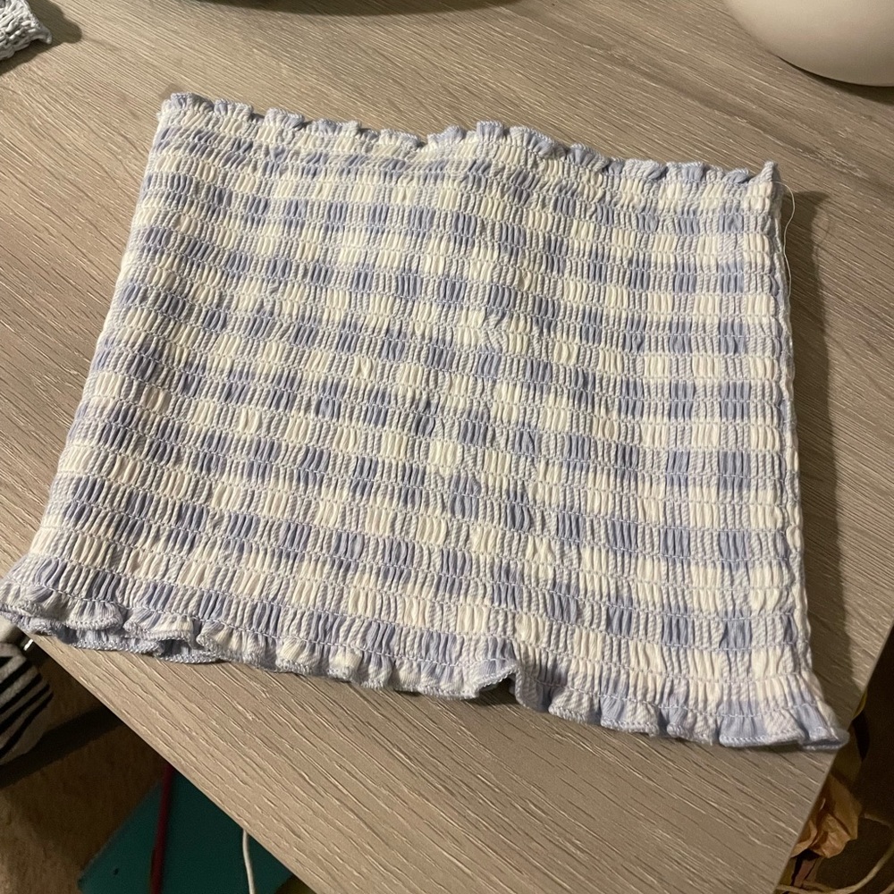 hollister tube top blue gingham